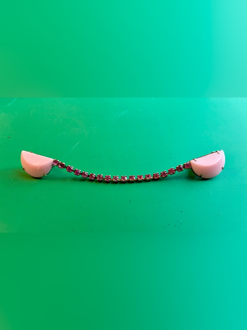 Vintage Pink Rhinestone Sweater Clip - Decorative Cardigan Fasteners